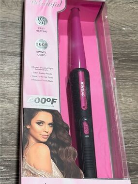 Vivitar Pink Curling Wand for Women - Fast Heating Styling Tool